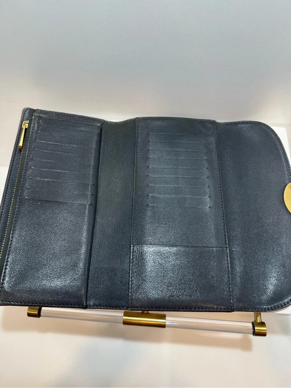 Louis Vuitton Charcoal Mahina Leather Clasp Wallet